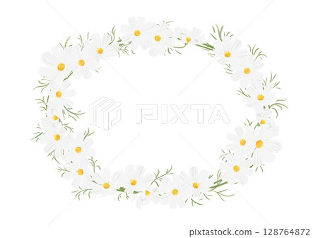 White cosmos wreath watercolor touch White cosmos wreath watercolor touch 128764872