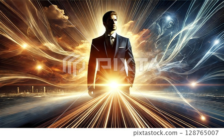 Illustrations of successful people with firm self-confidence Psychology/self-development illustrations 128765007