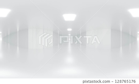 Modern Minimalist Corridor with Bright Lighting 360 vr panorama 128765176