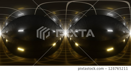 Futuristic Abstract Interior Space with Glowing Lights 360 vr panorama 128765211