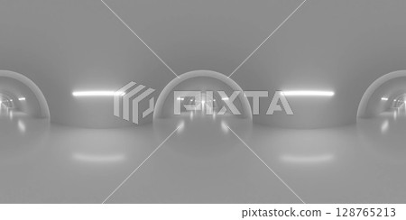 Futuristic Minimalist Tunnel Interior 360 vr panorama 128765213