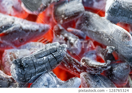 closeup of red coals closeup of red coals 128765324