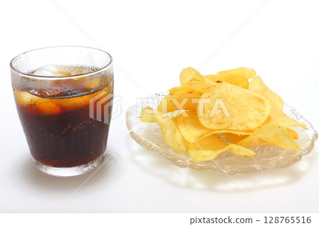 Cold cola and potato chips Cold cola and potato chips 128765516