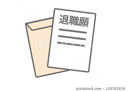 Simple illustration of a resignation letter and envelope 128765839