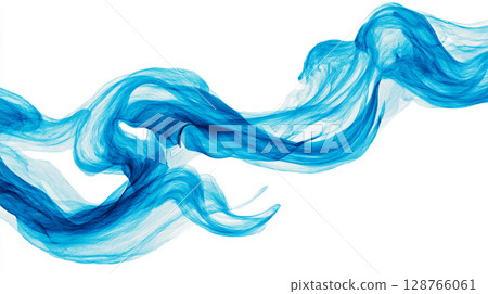 白色背景藍色流體的抽象 128766061