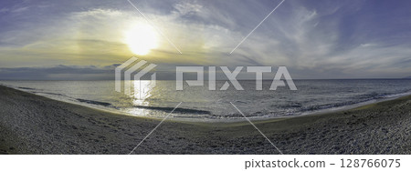 Scenic beach on the thyrrenian coastline in Calabria, Italy Scenic beach on the thyrrenian coastline in Calabria, Italy 128766075