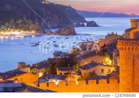 Sunrise over Vila Vella in Tossa de Mar, Spain Sunrise over Vila Vella in Tossa de Mar, Spain 128766680