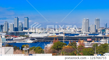 View of Yokohama Port from Minato Mirai Park 128766733