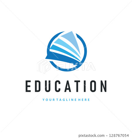 Simple educational learning book logo design, with a simple back to school education concept, illustration template design Simple educational learning book logo design, with a simple back to school education concept, illustration template design 128767054