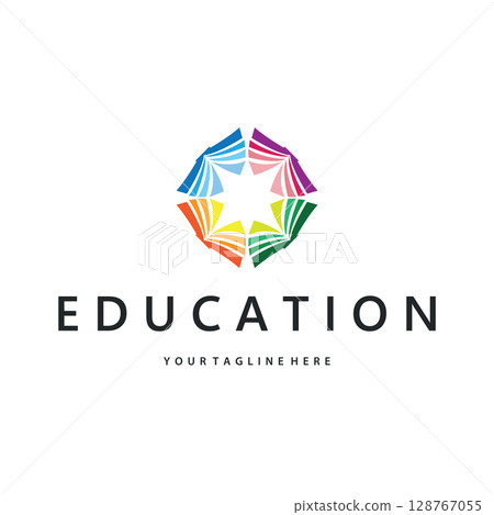 Simple educational learning book logo design, with a simple back to school education concept, illustration template design Simple educational learning book logo design, with a simple back to school education concept, illustration template design 128767055