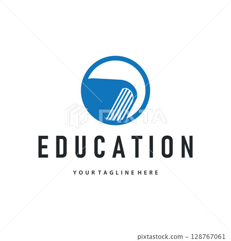 Simple educational learning book logo design, with a simple back to school education concept, illustration template design Simple educational learning book logo design, with a simple back to school education concept, illustration template design 128767061