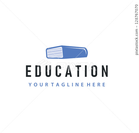 Simple educational learning book logo design, with a simple back to school education concept, illustration template design Simple educational learning book logo design, with a simple back to school education concept, illustration template design 128767070