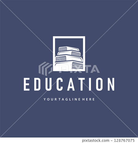 Simple educational learning book logo design, with a simple back to school education concept, illustration template design Simple educational learning book logo design, with a simple back to school education concept, illustration template design 128767075