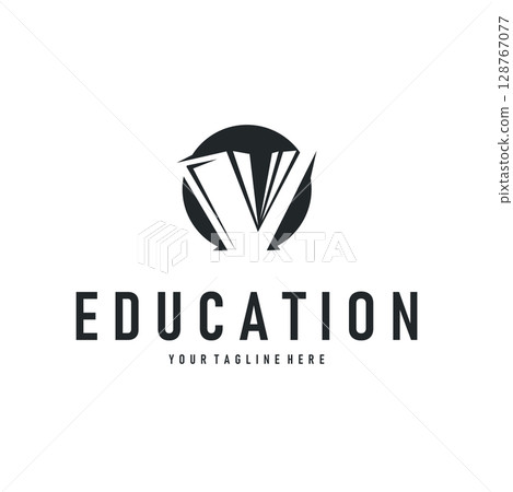 Simple educational learning book logo design, with a simple back to school education concept, illustration template design 128767077