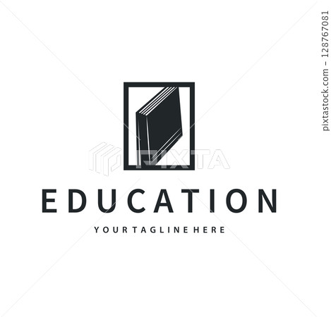 Simple educational learning book logo design, with a simple back to school education concept, illustration template design 128767081
