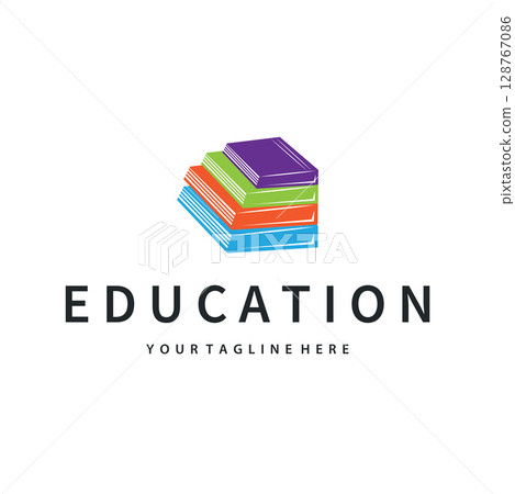 Simple educational learning book logo design, with a simple back to school education concept, illustration template design Simple educational learning book logo design, with a simple back to school education concept, illustration template design 128767086