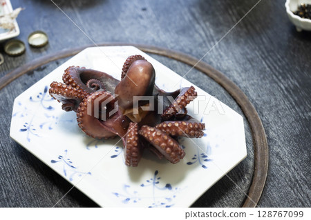 Fresh boiled whole octopus Fresh boiled whole octopus 128767099