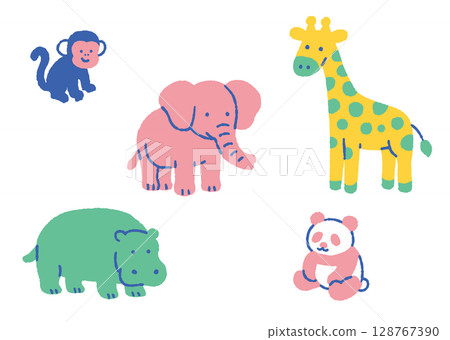 Children's popular animals set_color 128767390