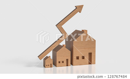 The House and Arrow up for Business concept 3d Rendering. 128767484