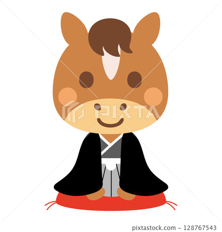 Year of the Horse - Chinese zodiac character in haori and hakama 128767543