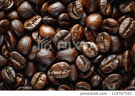 烘焙過的咖啡豆紋理背景 烘焙過的咖啡豆紋理背景 128767585
