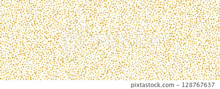 Seamless golden star confetti pattern. Gold glitter sparkle repeated background. Yellow shiny confetti repeated wallpaper. Christmas, New Year, wedding or birthday party decoration. Vector 128767637