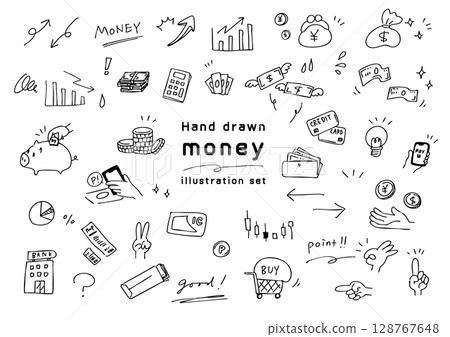 手寫的錢圖標集 128767648