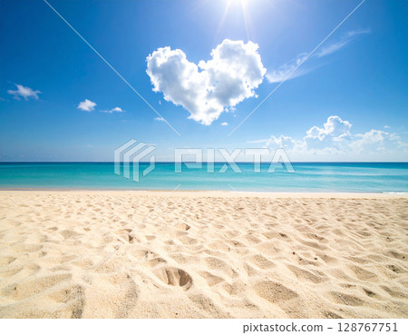 Sky with heart-shaped clouds 128767751