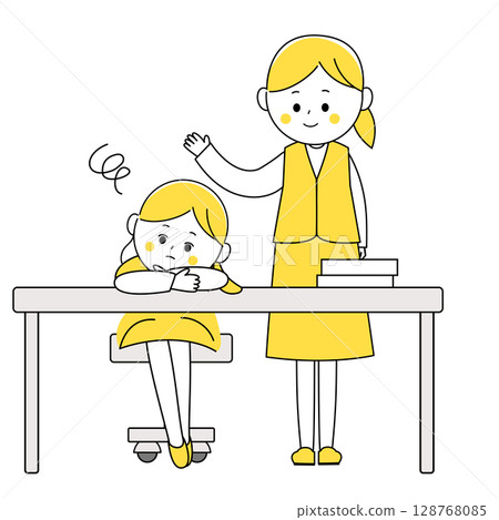 Illustration of a businesswoman encouraging a troubled woman 128768085