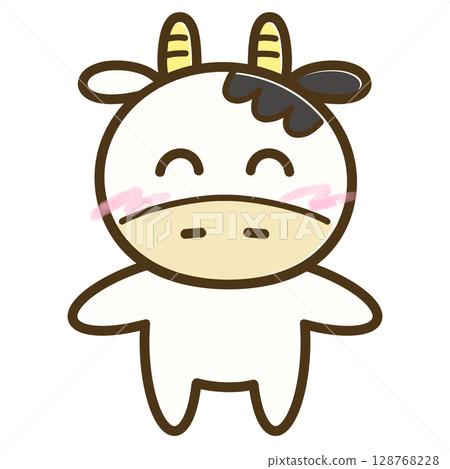 笑臉牛全身圖示 | 微笑可愛的牛角色素材 128768228