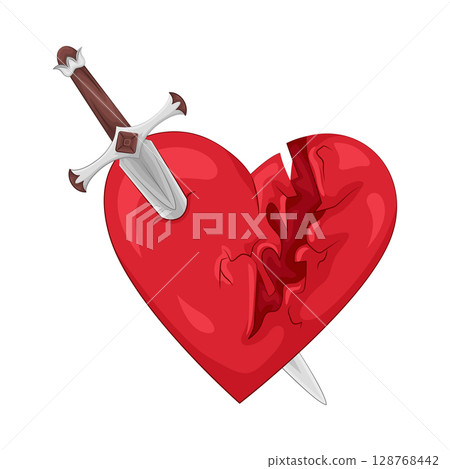 Illustration of heart pierced by a sword Illustration of heart pierced by a sword 128768442