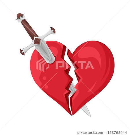 Illustration of heart pierced by a sword Illustration of heart pierced by a sword 128768444