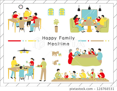 Family enjoying a meal 128768531