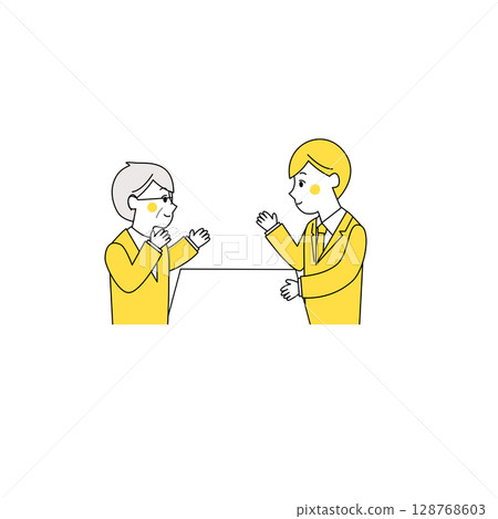 Illustration of a businessman dealing with an elderly man 128768603