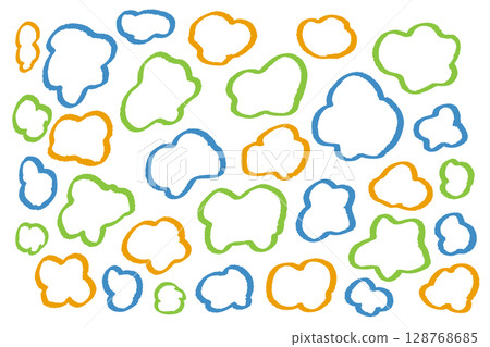 Hand-drawn colorful abstract pattern background material | Pop design with clouds, speech bubbles and shapes 128768685