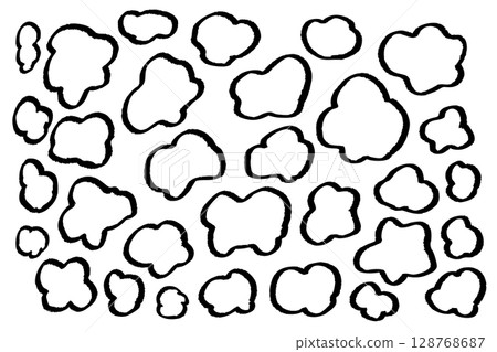 Hand-drawn cloud and speech bubble-like contour pattern | Randomly arranged pop border background material 128768687