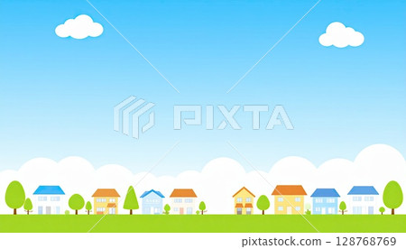 AI 圖片:夏日藍天下的住宅區 AI 圖片:夏日藍天下的住宅區 128768769