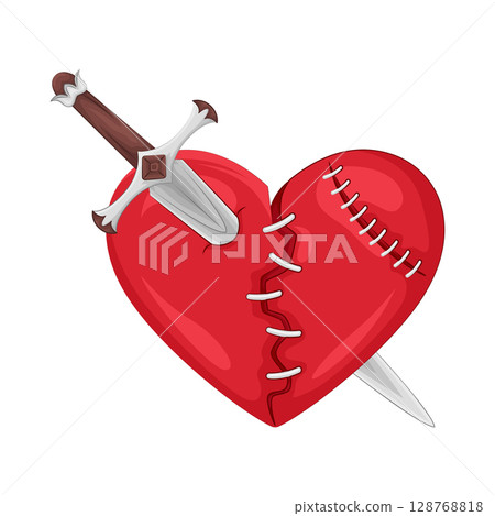 Illustration of heart pierced by a sword Illustration of heart pierced by a sword 128768818