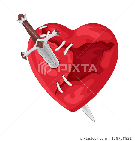 Illustration of heart pierced by a sword 128768821