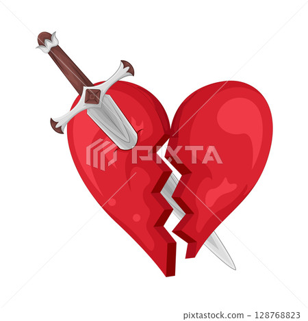 Illustration of heart pierced by a sword Illustration of heart pierced by a sword 128768823