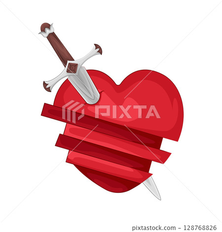 Illustration of heart pierced by a sword Illustration of heart pierced by a sword 128768826
