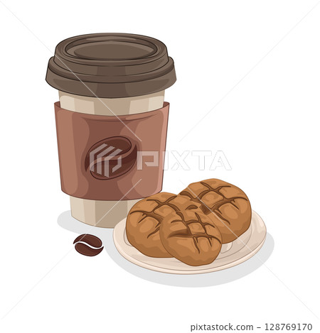 Illustration of Coffee with cookies Illustration of Coffee with cookies 128769170