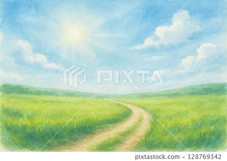 田野，道路，藍天 128769342