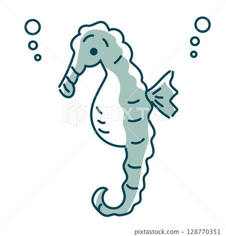 海馬的線條畫 海馬的線條畫 128770351