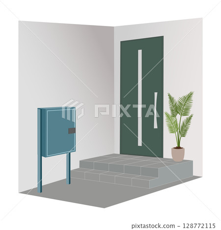 Japanese residential entrance with delivery box illustration material Japanese residential entrance with delivery box illustration material 128772115