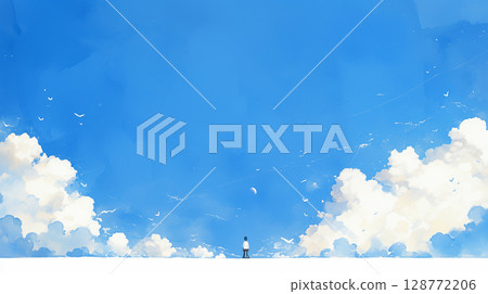 湛藍的天空和學生 128772206