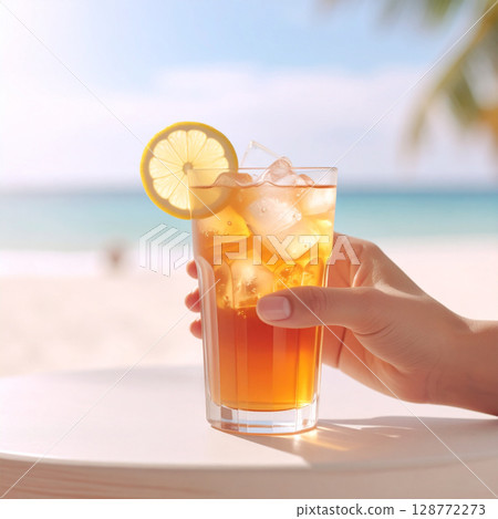 iced tea, peach iced tea, lemon iced tea, black iced tea, cold beverage, refreshing tea, cafe drink, tea bag drink, summer drink, bottled tea, chilled tea, flavored iced tea, herbal iced tea, glass of 128772273