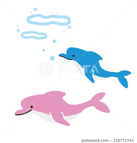 游泳的海豚的插圖 128772354