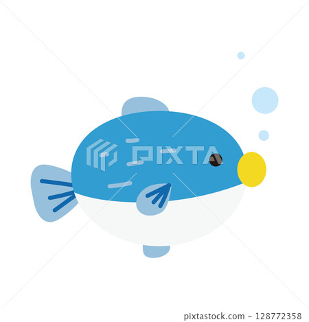 Cute puffer fish illustration material Cute puffer fish illustration material 128772358