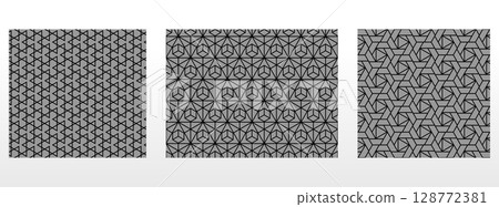 Geometric set of seamless black and gray patterns. Simple vector graphics Geometric set of seamless black and gray patterns. Simple vector graphics 128772381